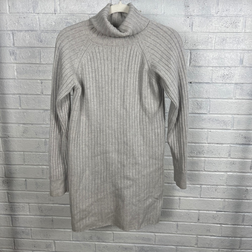 Aritzia Wilfred Free Turtleneck Tunic Sweater Womens XS Gray Merino Wool